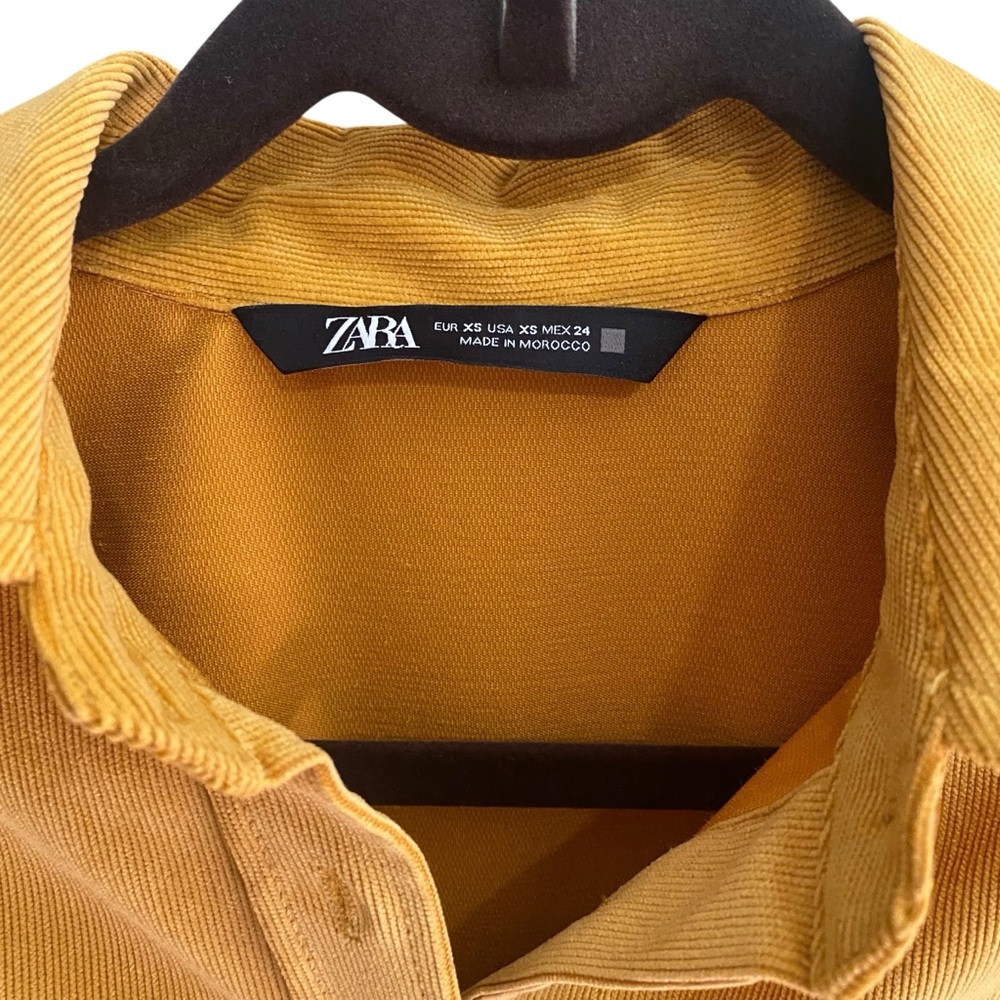 Zara Yellow Corduroy Button Down Collared Shirt - image 2